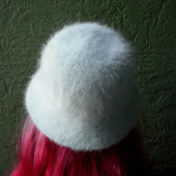 EUC Angora Mix - Rabbit Hair - Light Blue Winter Hat - Picture 6 of 8